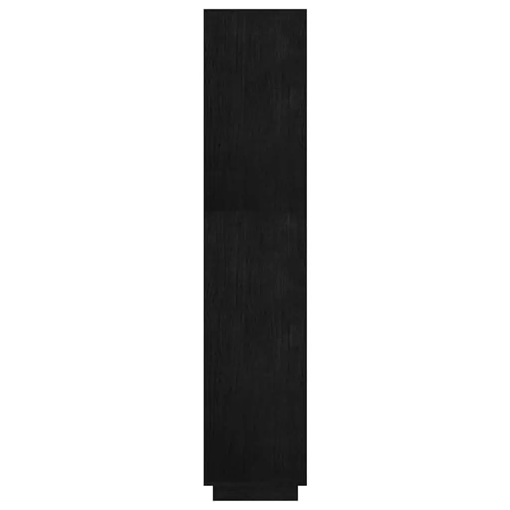 Book Cabinet Room Divider Black Solid Pinewood Shelving Unit Storage Bookshelf