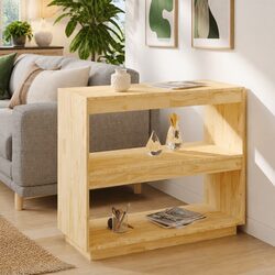 Solid Wood Book Cabinet: 80 x 35 x 71 cm, Brown Finish