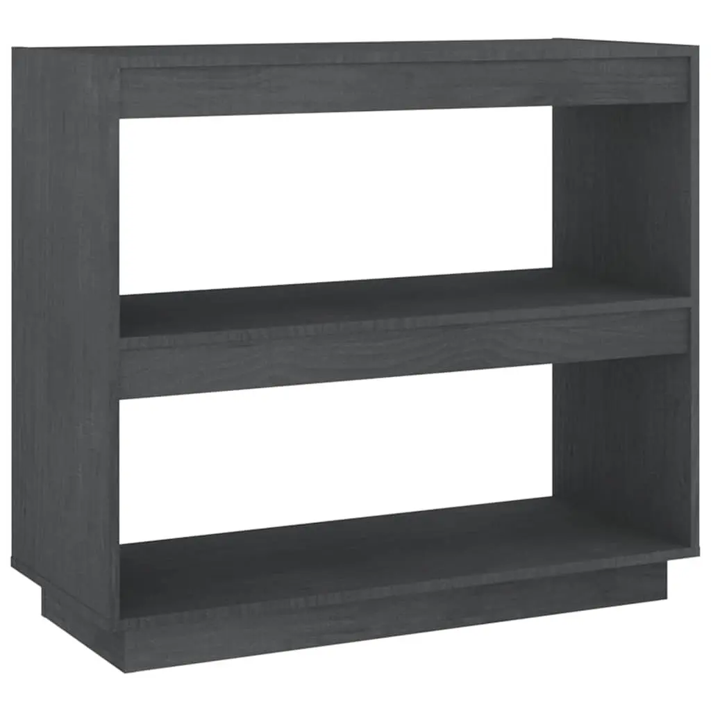 Book Cabinet Grey Wooden Bookshelf Solid Pinewood Storage Shelves Organiser
