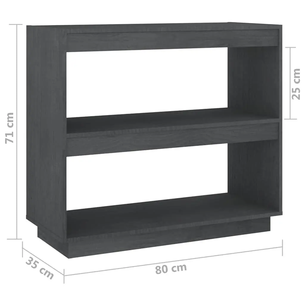 Book Cabinet Grey Wooden Bookshelf Solid Pinewood Storage Shelves Organiser
