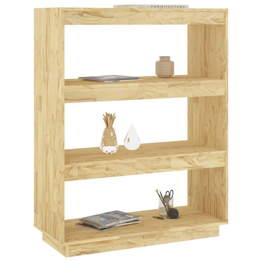 Pinewood Bookcase Storage Cabinet Room Divider Standing Shelves Brown 80W x 35D x 103H cm