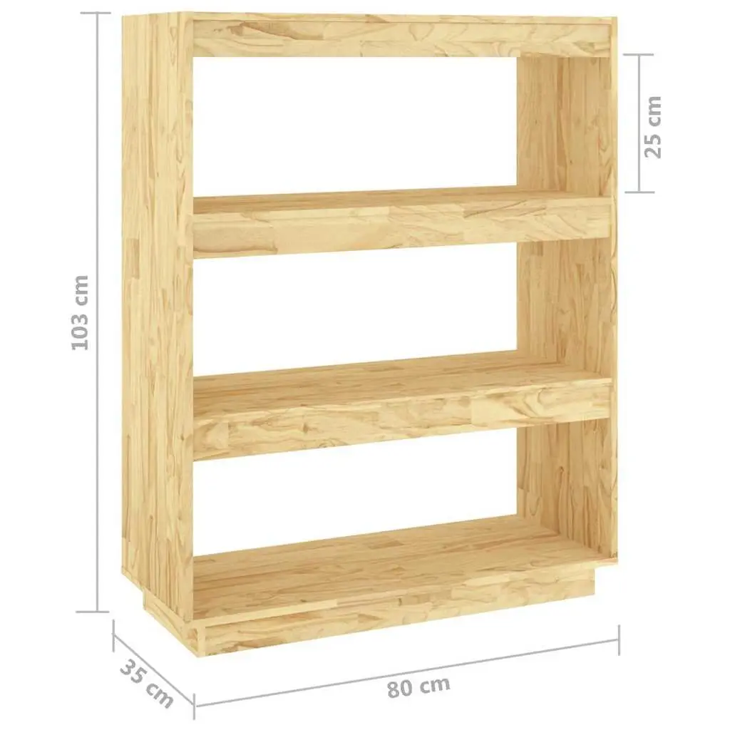 Pinewood Bookcase Storage Cabinet Room Divider Standing Shelves Brown 80W x 35D x 103H cm