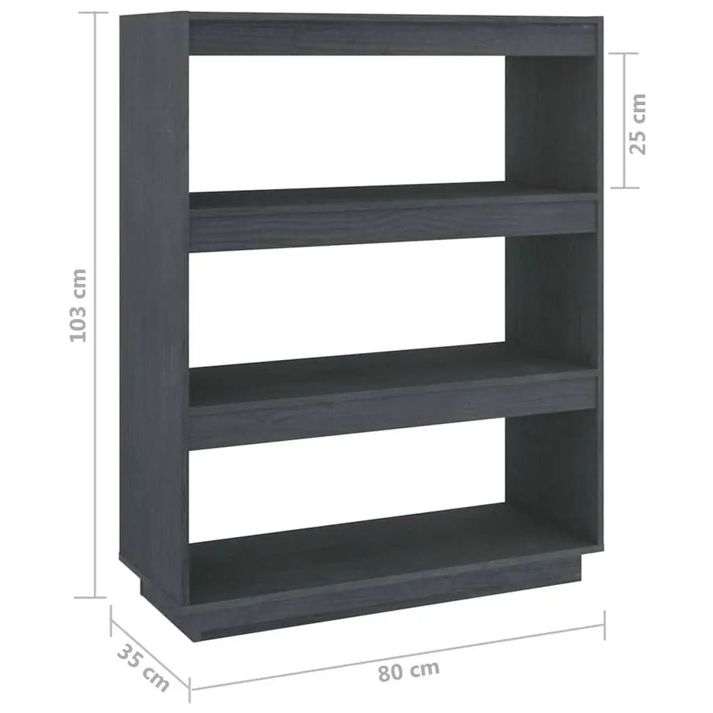 Grey Wooden Bookshelf Divider Multifunctional Storage Unit 80x35x103cm
