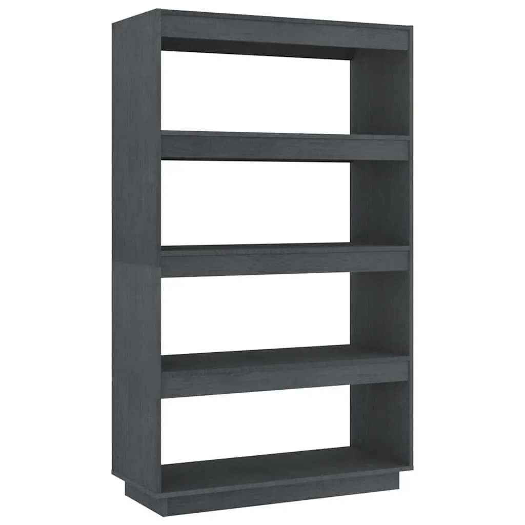 Book Cabinet Room Divider Grey Solid Pinewood Shelving Unit Storage Organizer