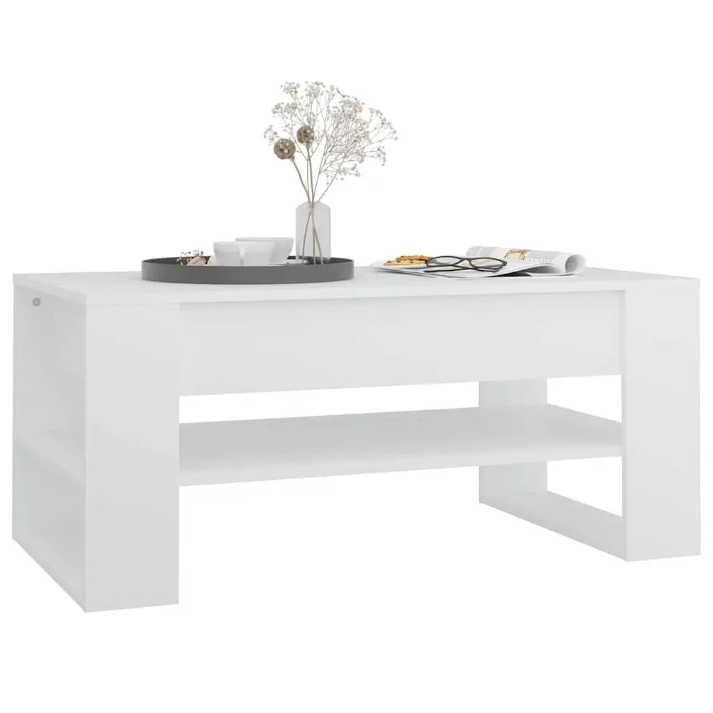Coffee Table Living Room 102L x 55W x 45H cm White Engineered Wood