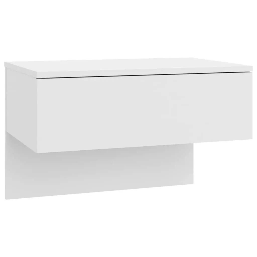 Wall-mounted Bedside Cabinets Set of 2 White Floating Storage Units