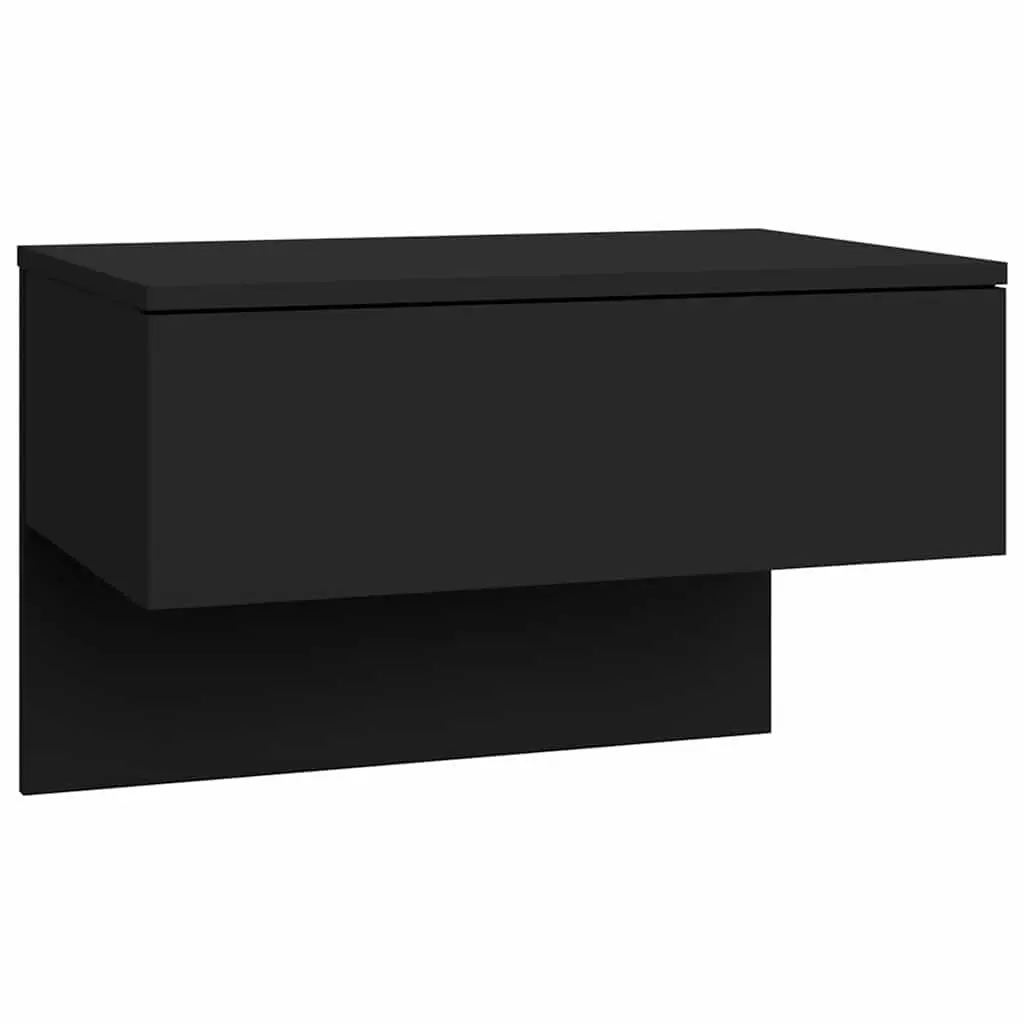 Black Wall-mounted Bedside Cabinets Set