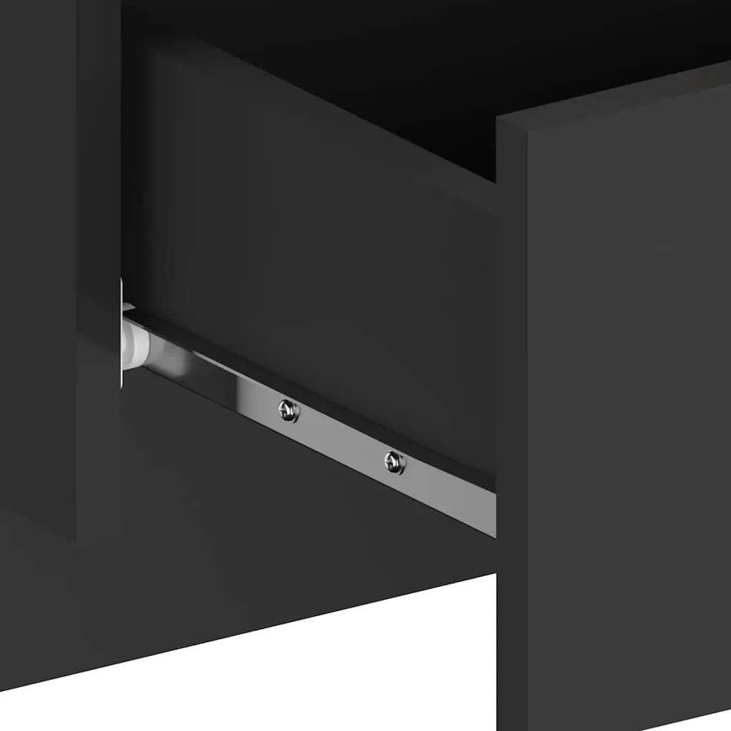 Black Wall-mounted Bedside Cabinets Set