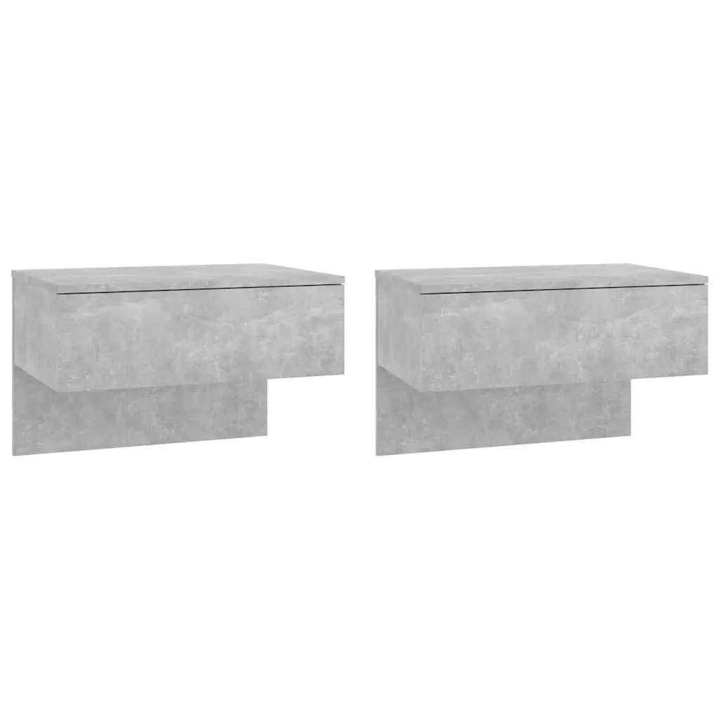 Wall-mounted Bedside Cabinets 2 pcs Floating Storage Grey Engineered Wood