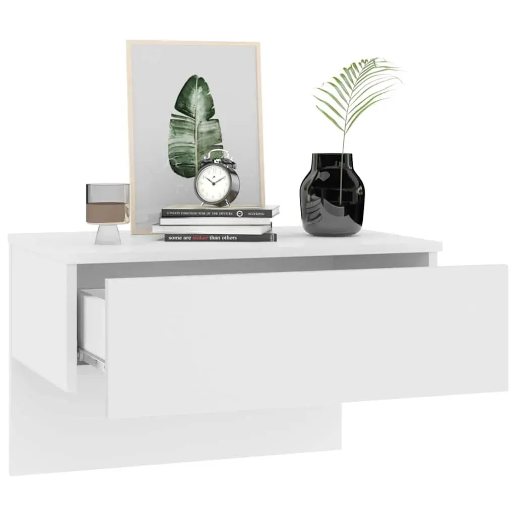 Wall-Mounted Bedside Cabinets 2 pcs High Gloss White Floating Storage Units