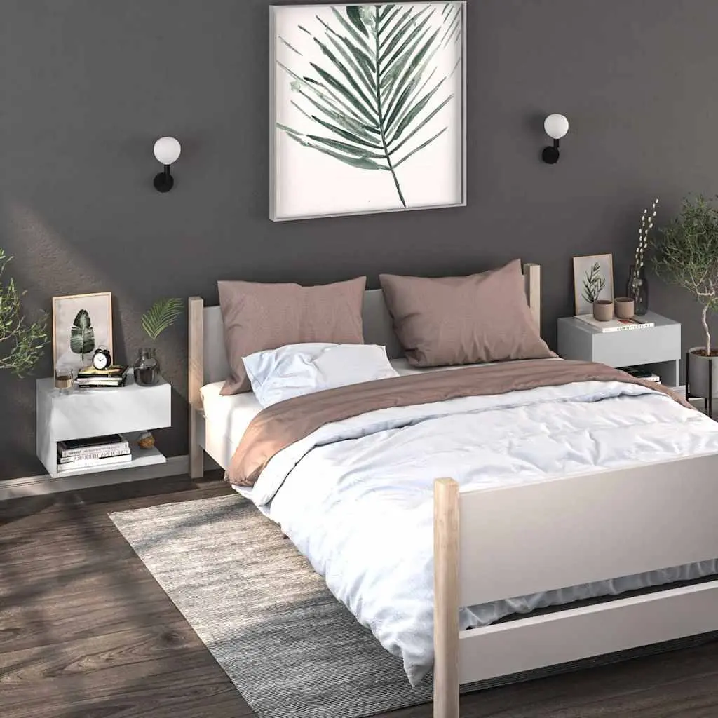 White Wall-Mounted Bedside Cabinet