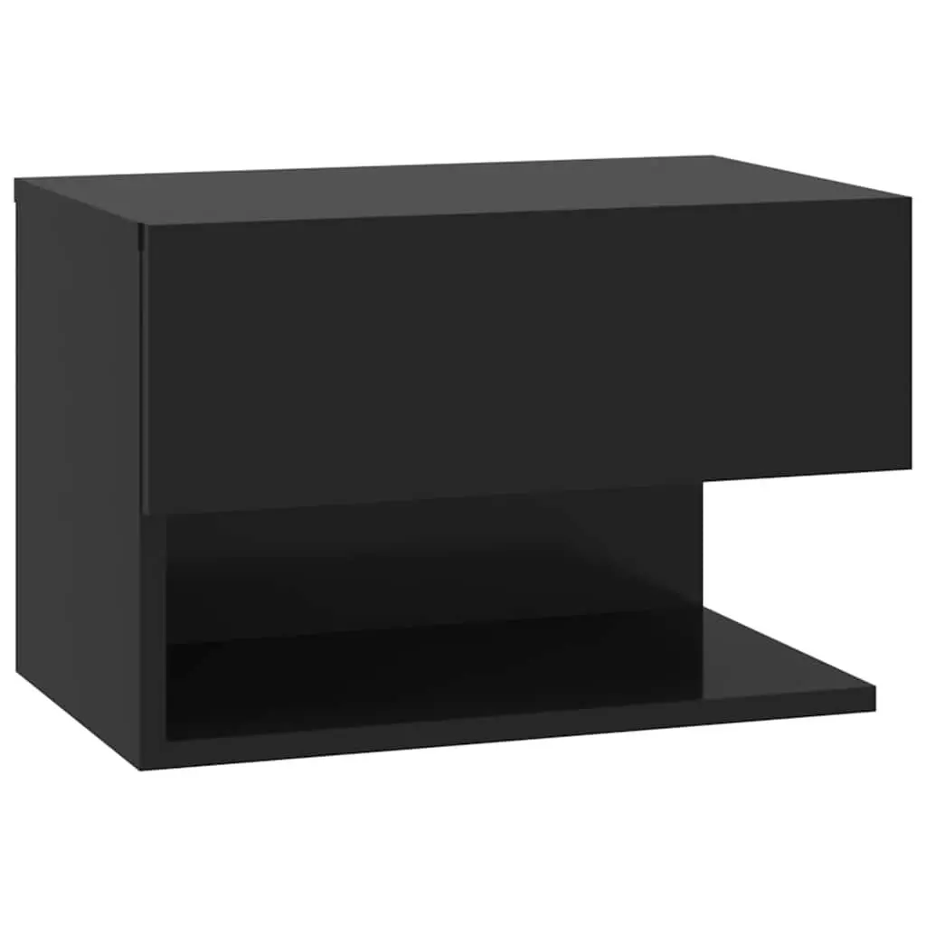 Wall-mounted Bedside Cabinet Black Floating Storage Unit Bedroom