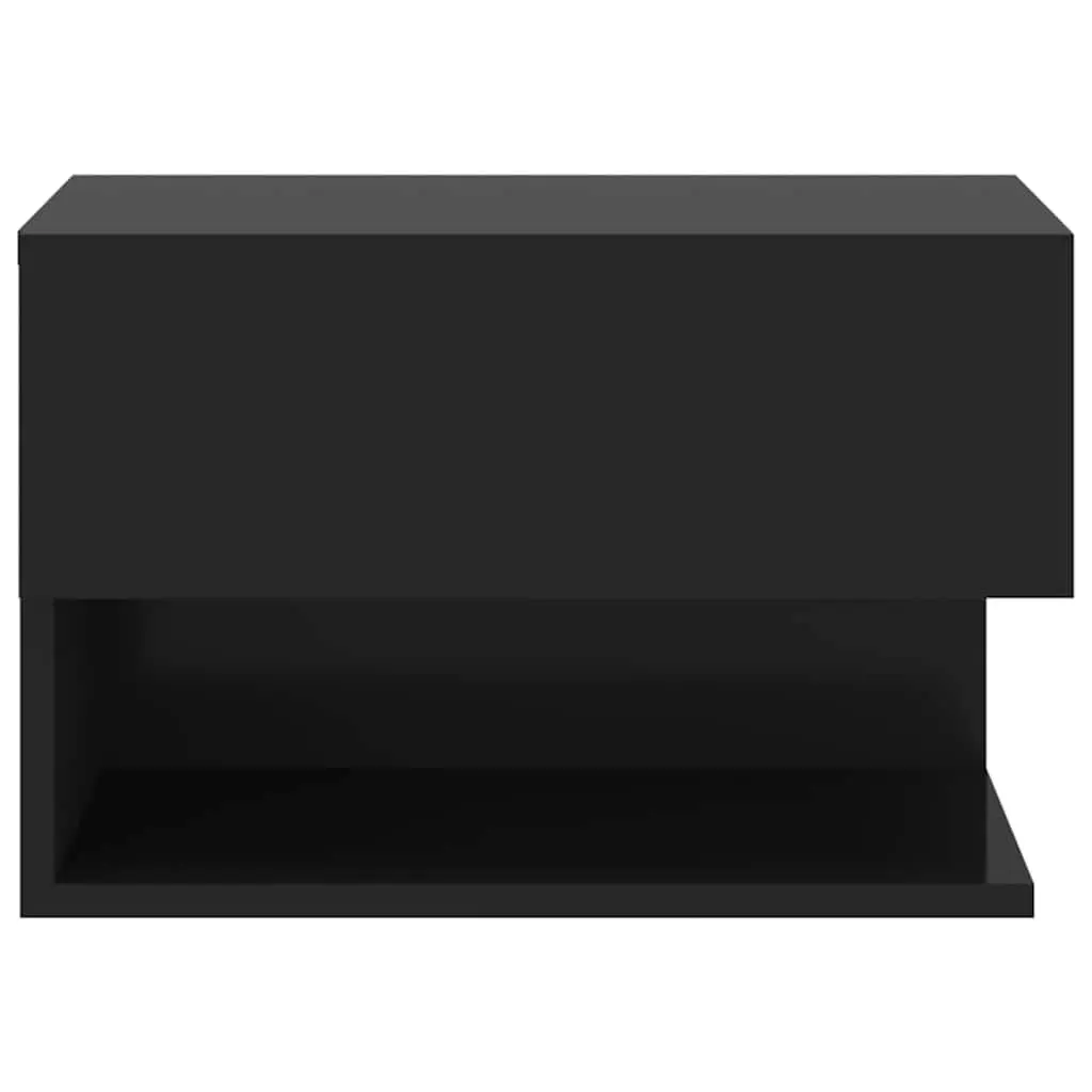 Wall-mounted Bedside Cabinet Black Floating Storage Unit Bedroom