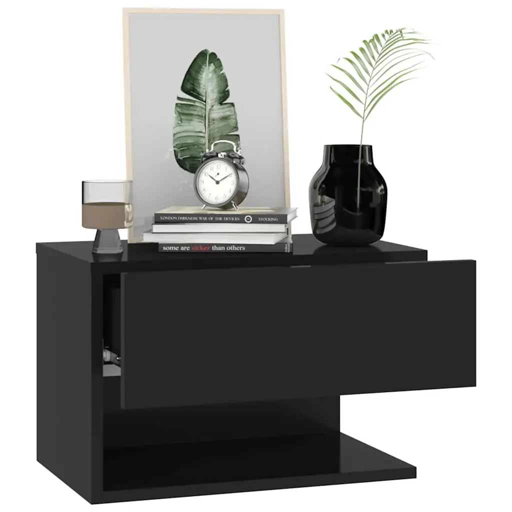 Wall-mounted Bedside Cabinets 2 pcs Black Floating Storage Unit Bedroom