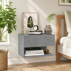 Engineered Wood Grey Wall-mounted Bedside Cabinet