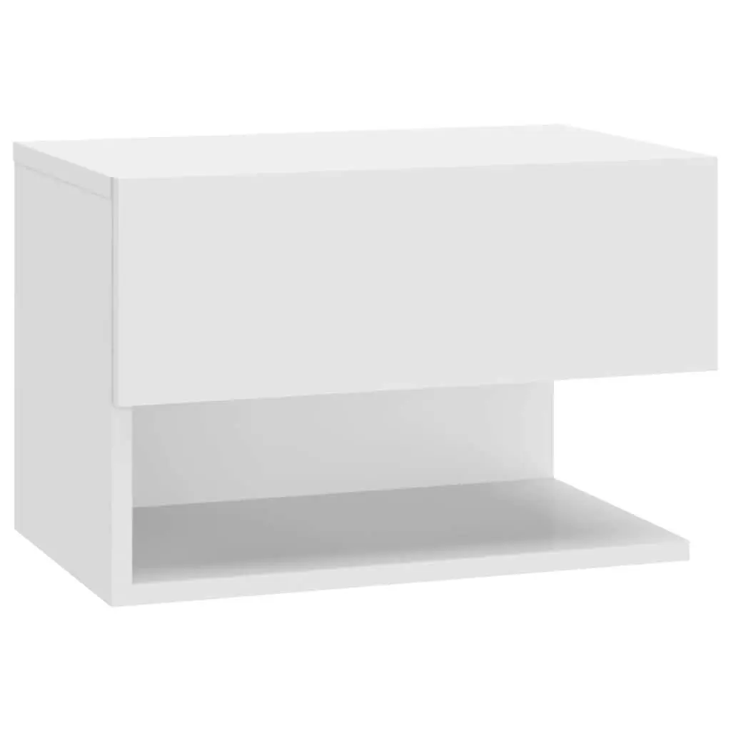 Wall-mounted Bedside Cabinet High Gloss White Floating Storage Unit