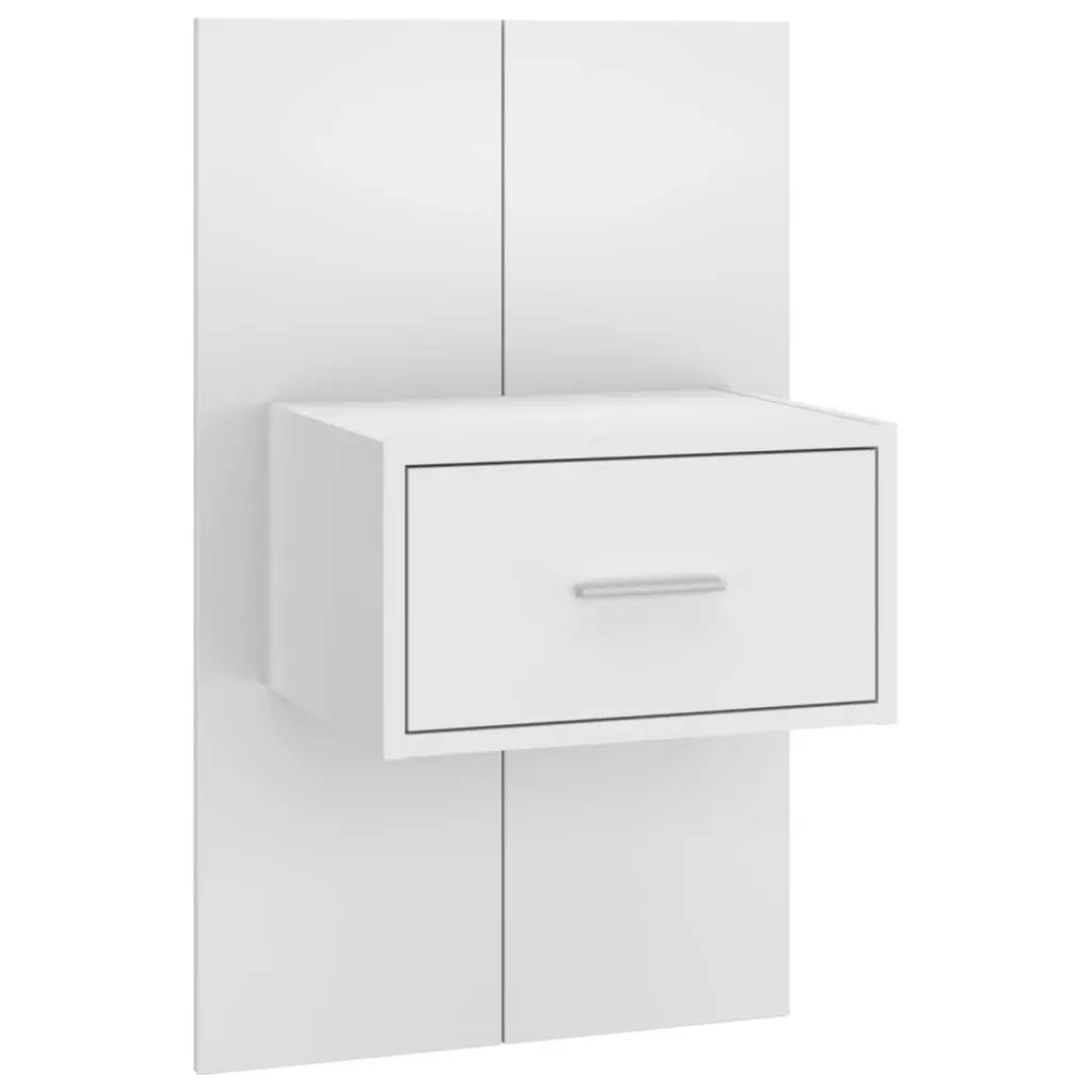 White Engineered Wood Bedside Cabinet with Drawer