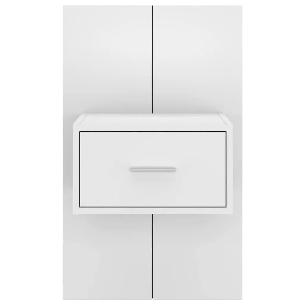 White Engineered Wood Bedside Cabinet with Drawer