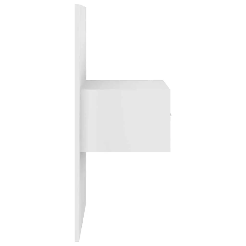White Engineered Wood Bedside Cabinet with Drawer