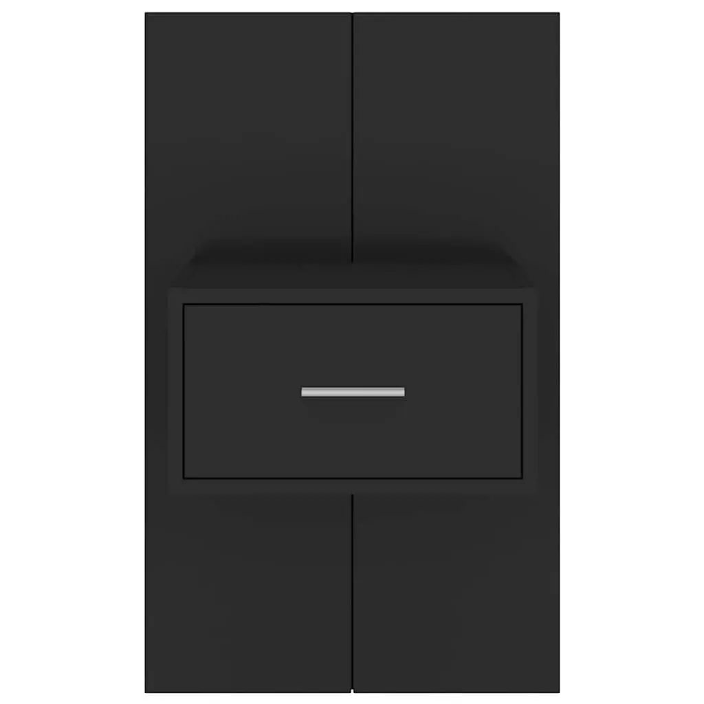 Wall-mounted Bedside Cabinets Black Floating Storage Drawer Bedroom 2 Piece