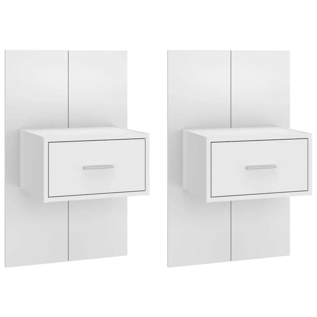 2 pcs Floating Bedside Cabinets with Spacious Drawers