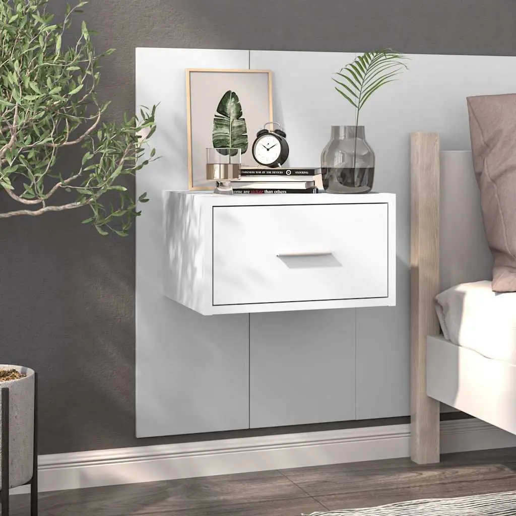 2 pcs Floating Bedside Cabinets with Spacious Drawers