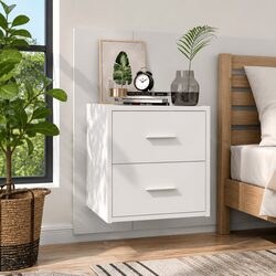 Engineered Wood Wall-Mounted Bedside Cabinet with Drawer