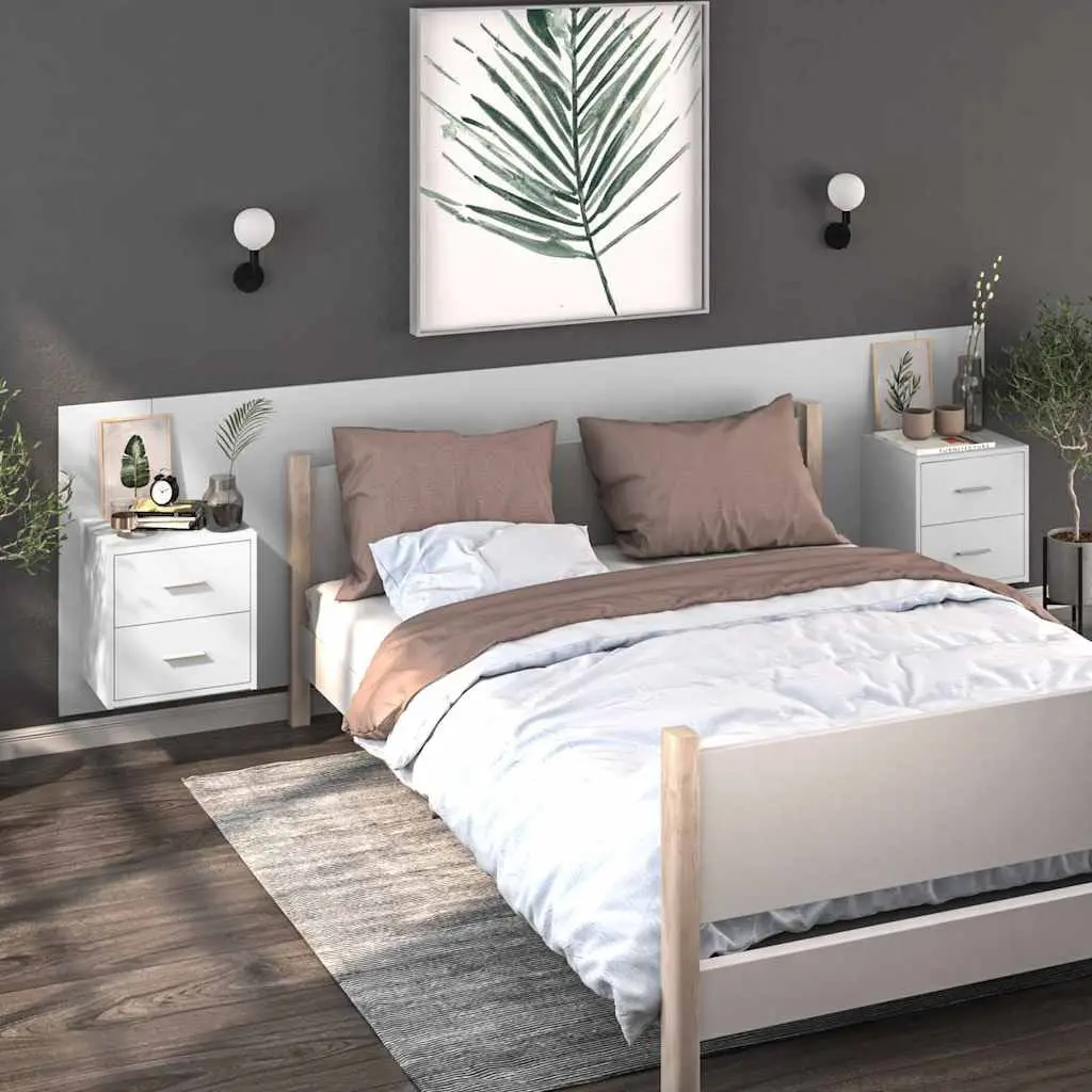 Wall-Mounted Bedside Cabinet with Storage Drawer