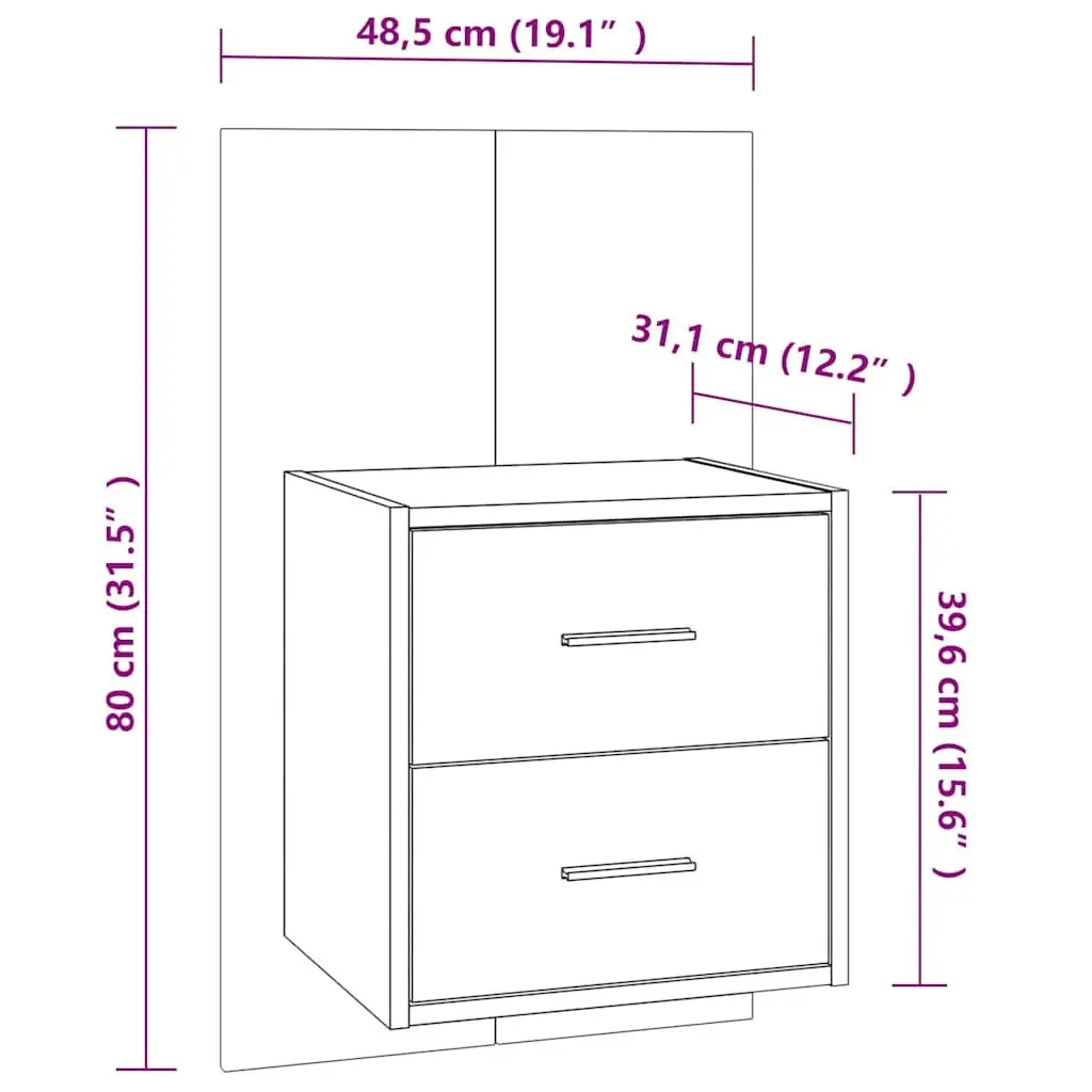 Wall-Mounted Bedside Cabinet with Storage Drawer