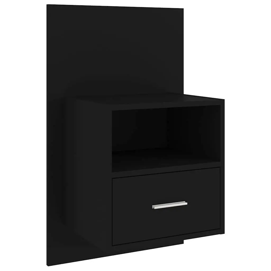 Wall-mounted Bedside Cabinet for Bedroom Black Floating Storage Drawer