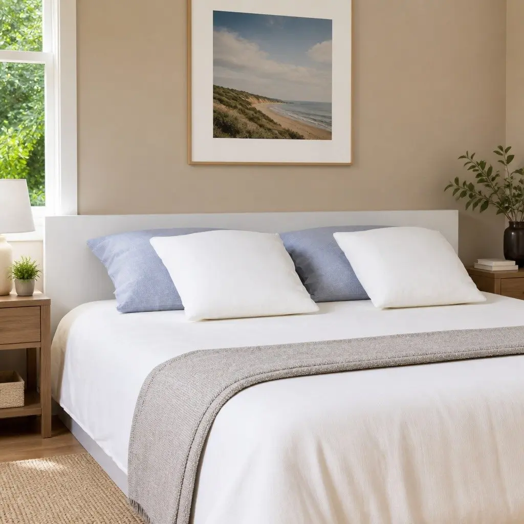 200 cm White Wall-Mounted Engineered Wood Headboard