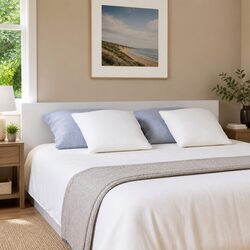 200 cm White Wall-Mounted Engineered Wood Headboard