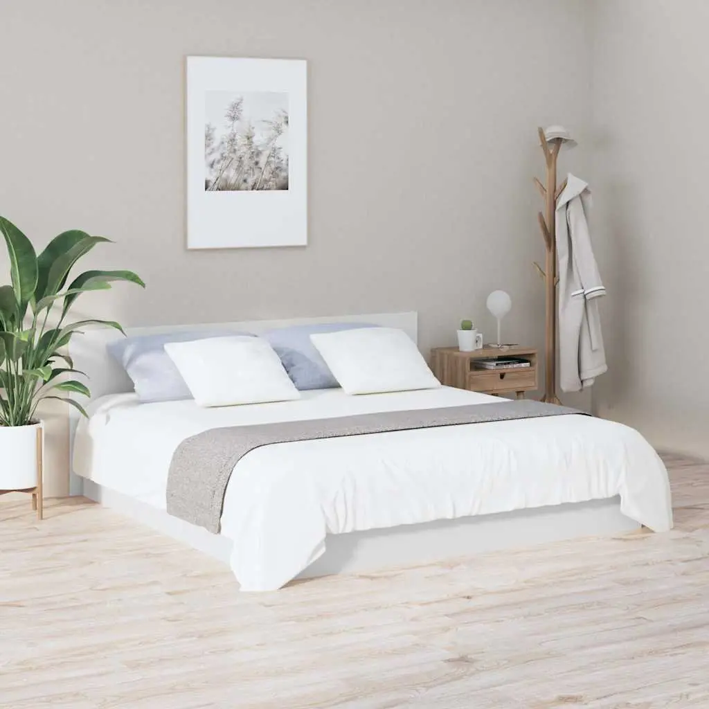 200 cm White Wall-Mounted Engineered Wood Headboard