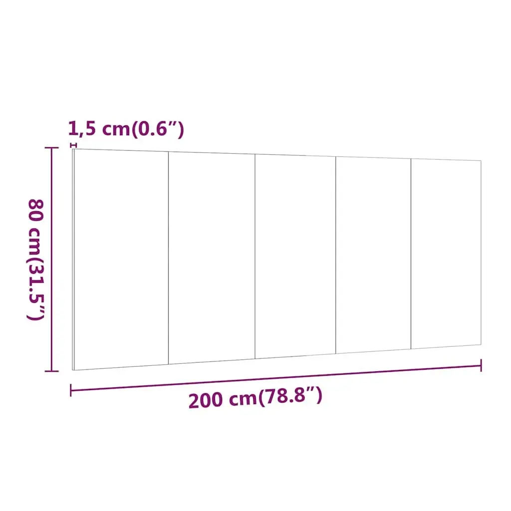 200 cm White Wall-Mounted Engineered Wood Headboard