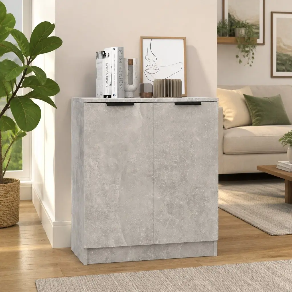 Grey Sideboard Storage Cabinet Engineered Wood Living Room 60W x 30D x 70H cm