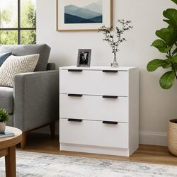 White Sideboard Cabinet: 60x30x70 cm, 3 Drawers