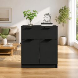 Black Sideboard Dimensions: 60x30x70 cm - Engineered Wood