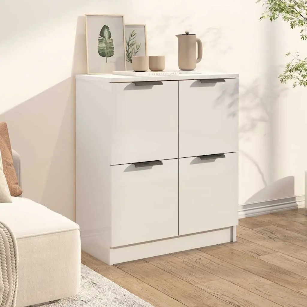 Sideboard Storage Cabinet for Home 60x30x70 cm White Engineered Wood 4 Doors