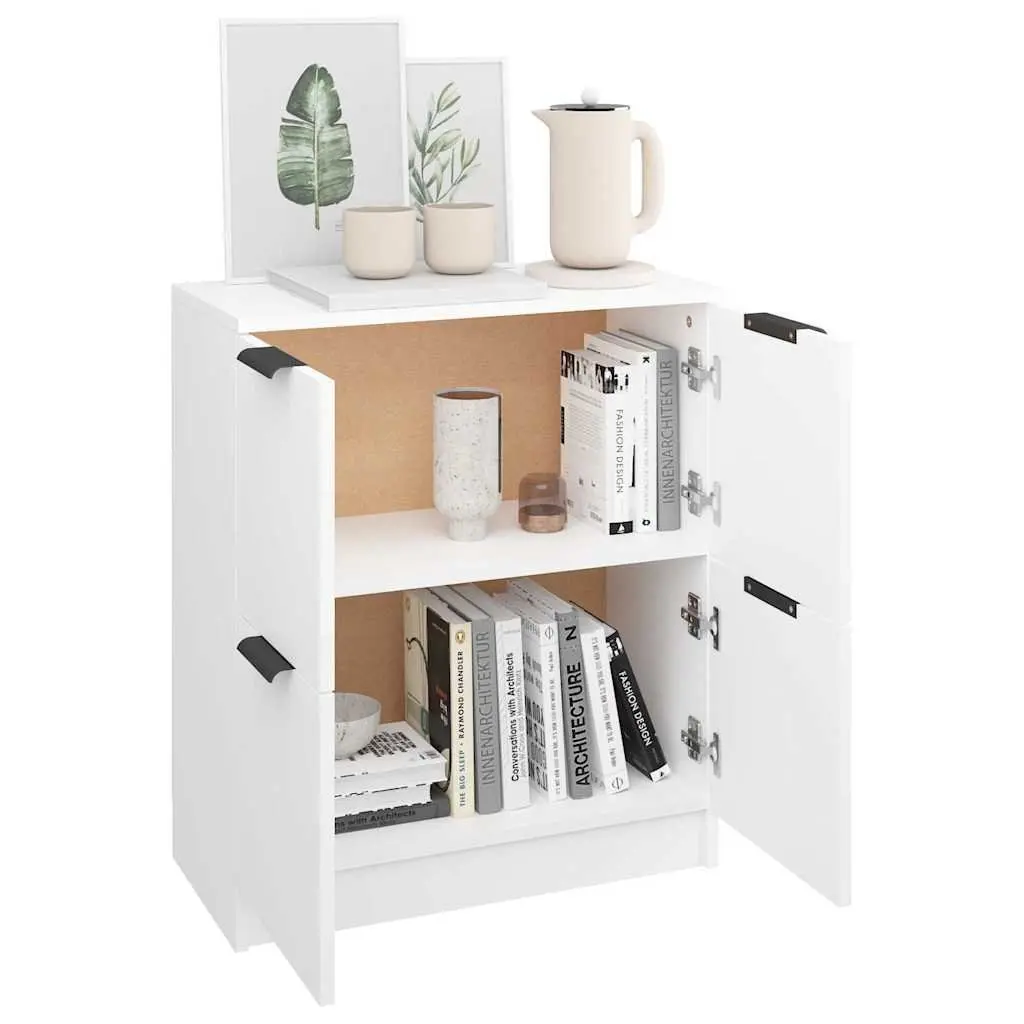 Sideboard Storage Cabinet for Home 60x30x70 cm White Engineered Wood 4 Doors