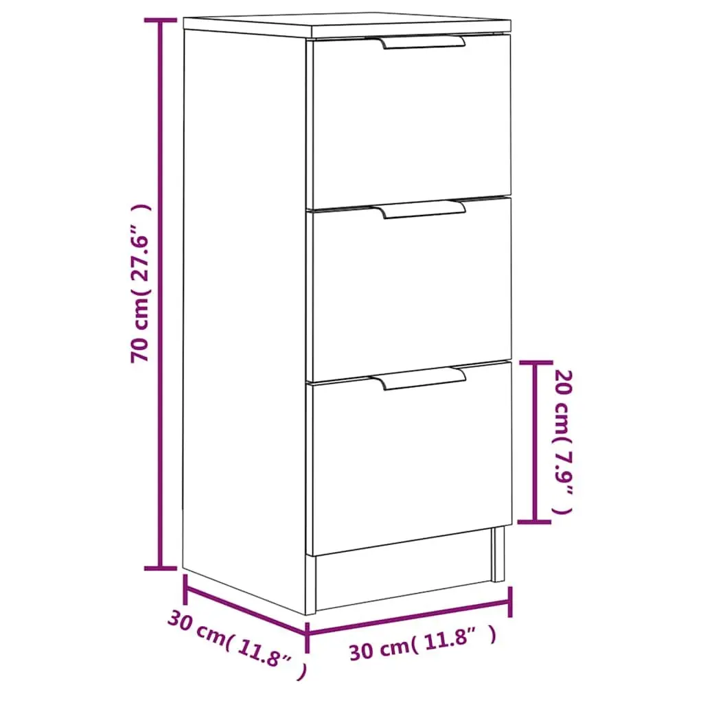 White Sideboard Cabinet Living Room Bedroom 30x30x70cm
