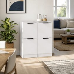 White Sideboard Cabinets Set, 30x30x70 cm, 2 pcs