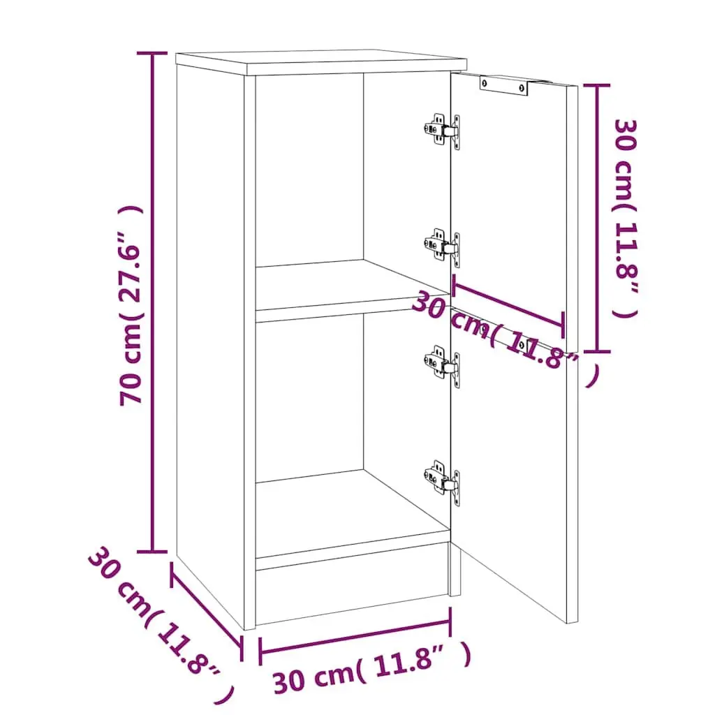 White Sideboard Cabinets Set, 30x30x70 cm, 2 pcs