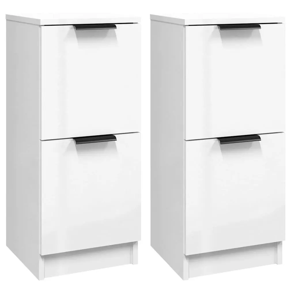 Sideboard Cabinet Living Room 30x30x70cm High Gloss White Storage Furniture