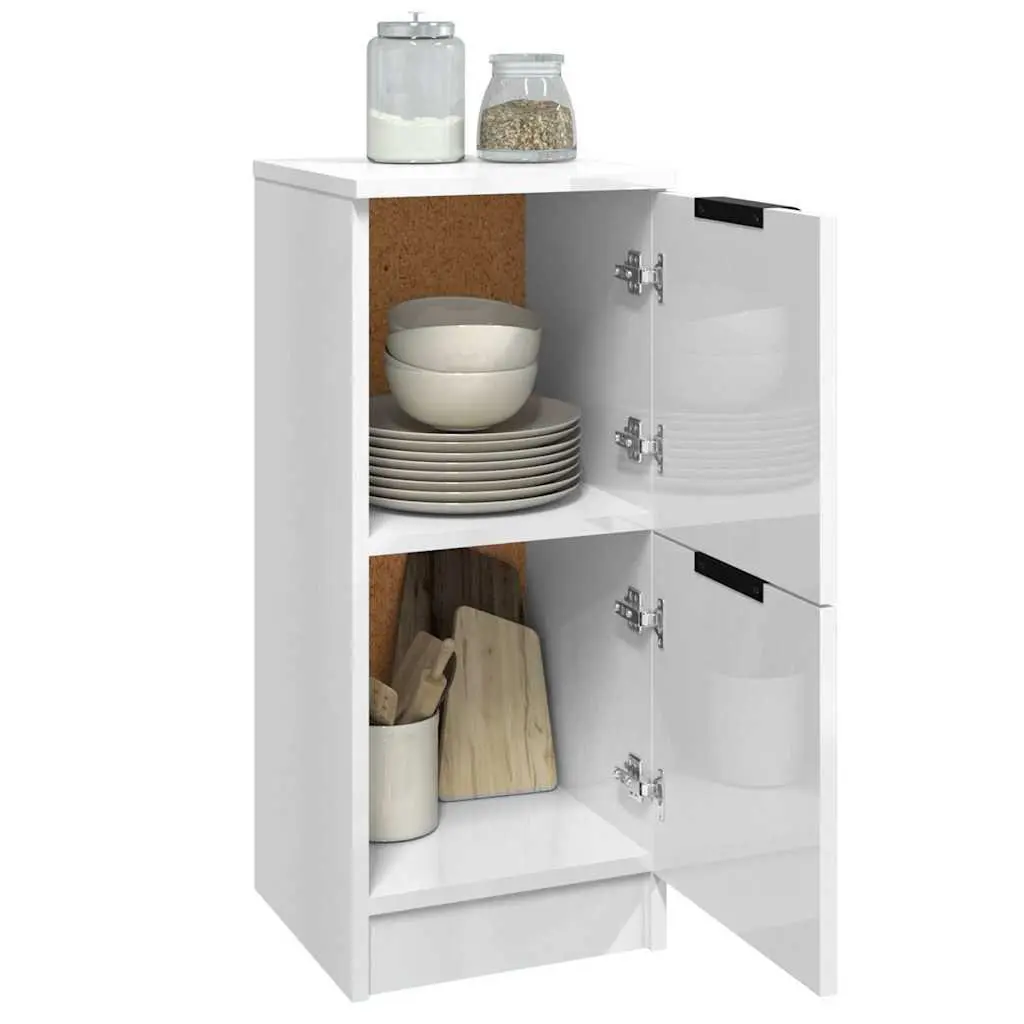 Sideboard Cabinet Living Room 30x30x70cm High Gloss White Storage Furniture