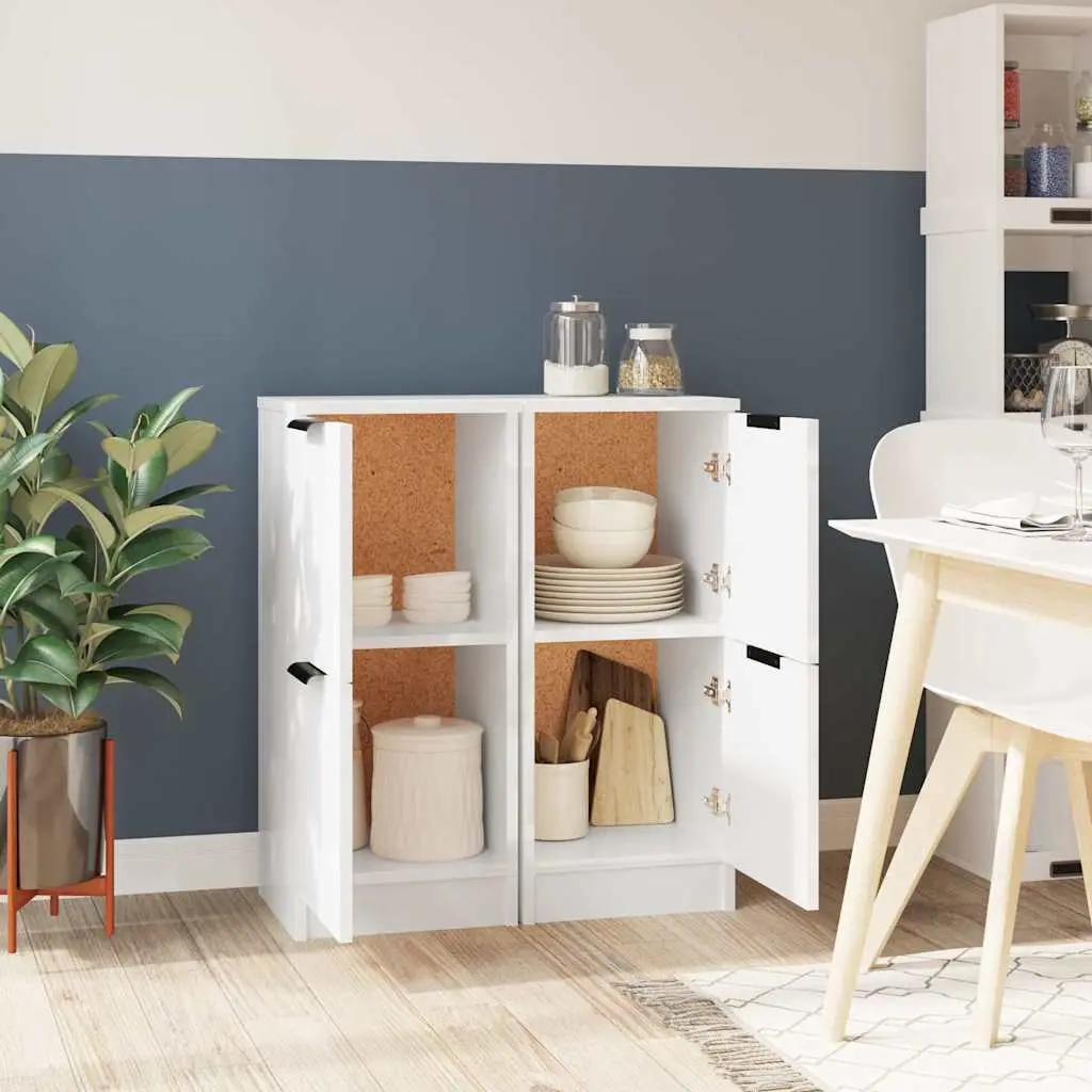 Sideboard Cabinet Living Room 30x30x70cm High Gloss White Storage Furniture