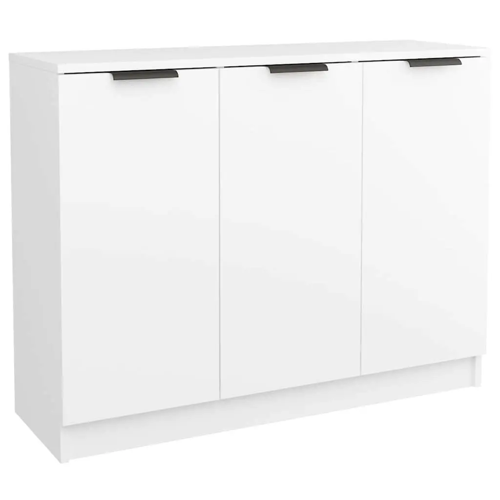 Sideboard White 90.5x30x70 cm Storage Cabinet 3 Doors Engineered Wood Furniture