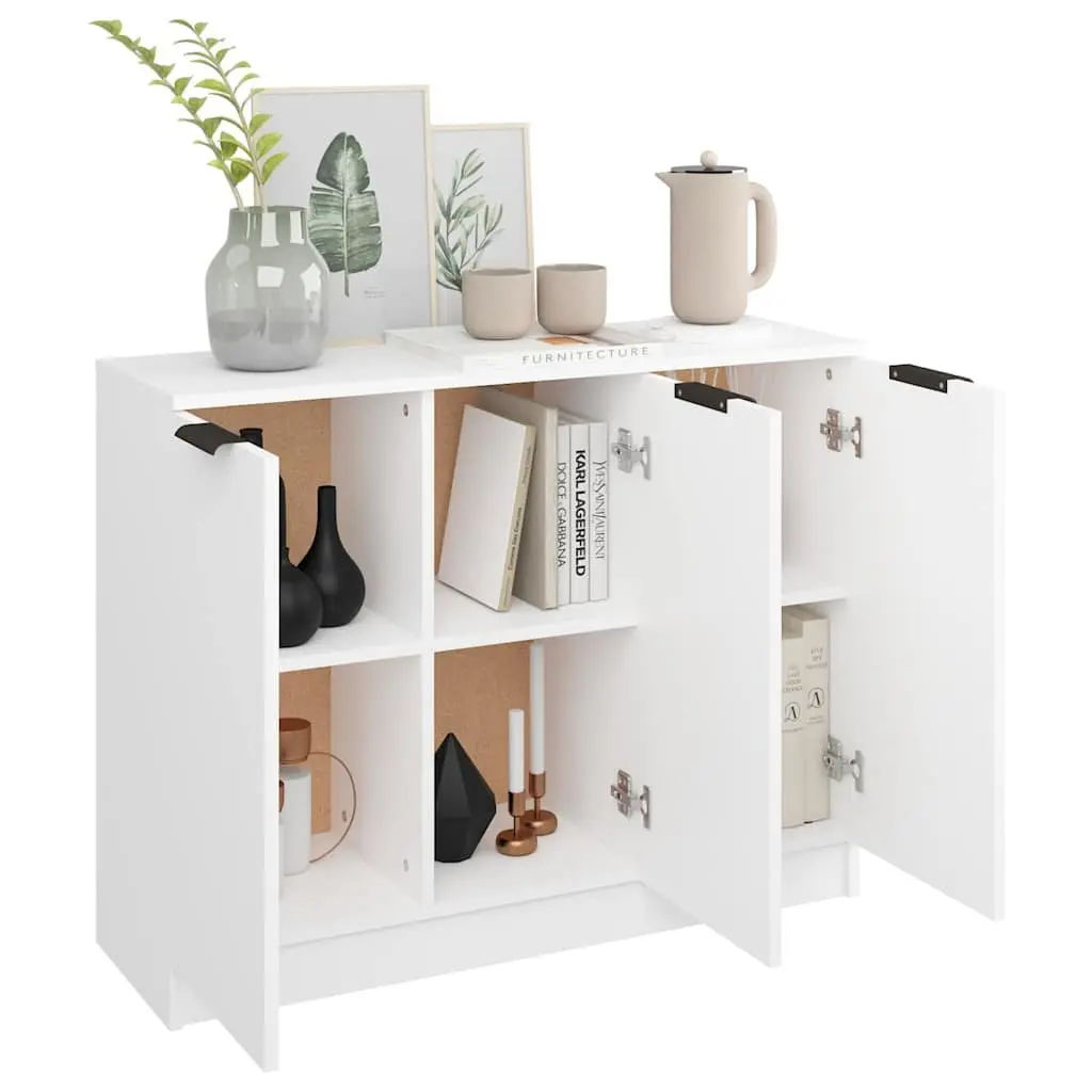 Sideboard White 90.5x30x70 cm Storage Cabinet 3 Doors Engineered Wood Furniture