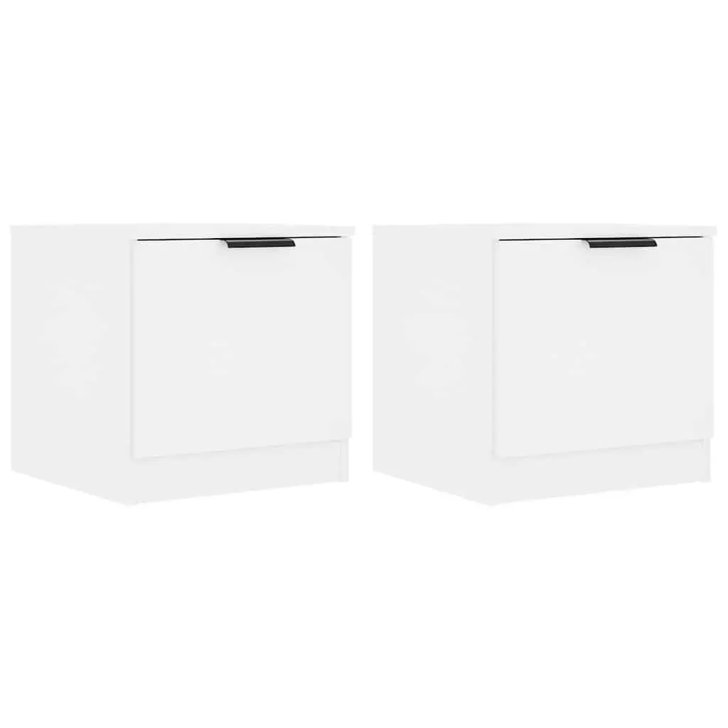 Bedside Cabinet Bedroom Storage Organiser 40x39x40cm White 2 Piece