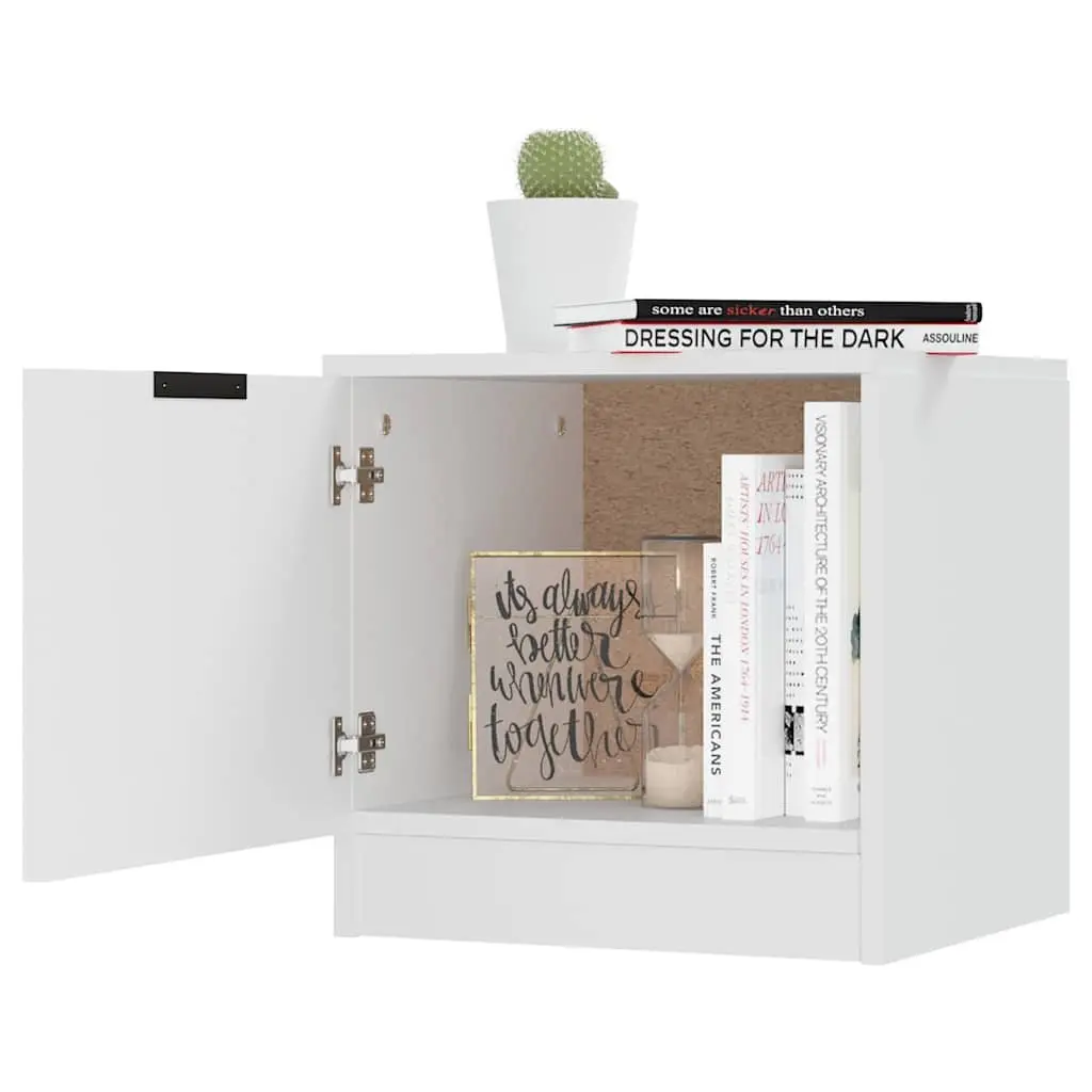 Bedside Cabinet Bedroom Storage Organiser 40x39x40cm White 2 Piece