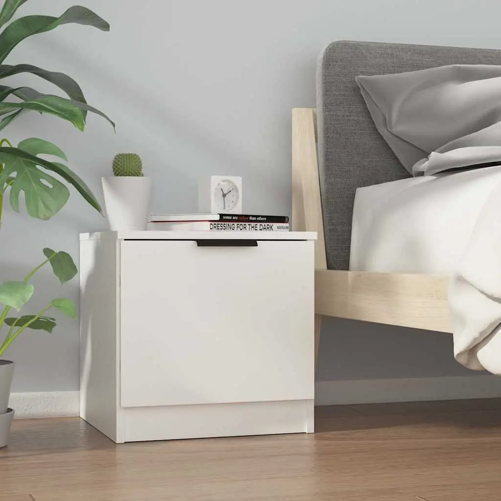 Bedside Cabinet Bedroom Storage Organiser 40x39x40cm White 2 Piece